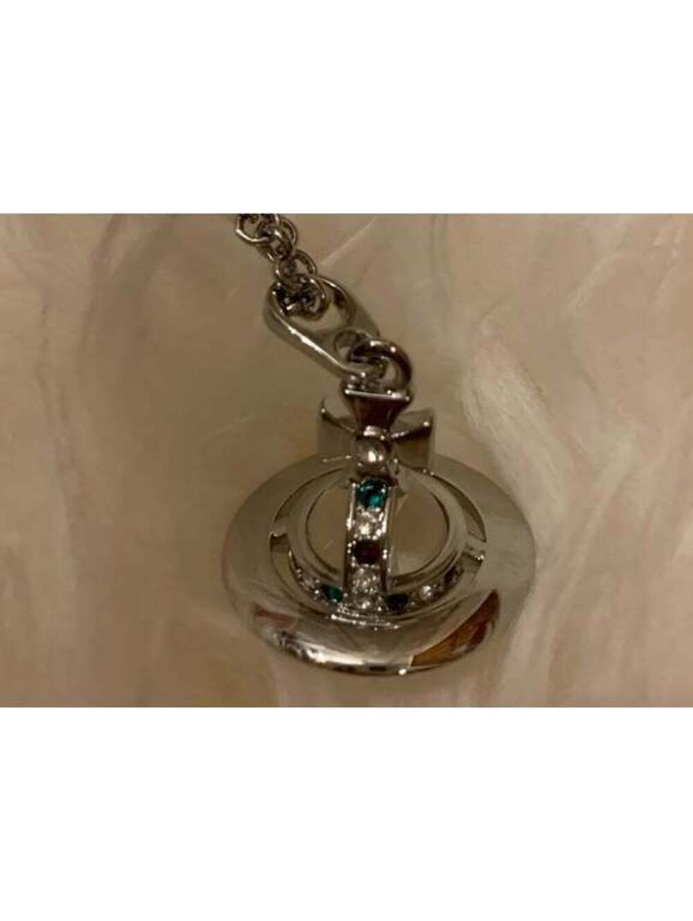 Vivienne Westwood Nana 3D Necklace Small Orb Silver glass clear white pendant